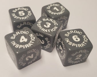 Bardic Inspiration Dice For Use With Dungeons and Dragons Bards (5 Pack)