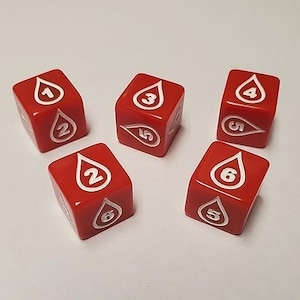 5X Blood Counter Dice / Great Unique Dice / Compatible with Magic: The Gathering