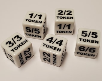 5x New Creature Token Dice for Magic: The Gathering 1/1 Token to 6/6 - Easy To Read Even Across The Table!  CCG MTG