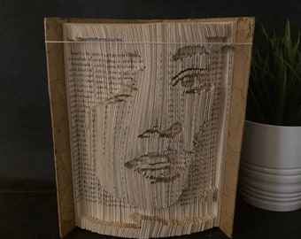 Book Art Sculpture, 1st Paper Anniversary Gift, 3D Portrait Folding Book Art, Face Sculpture, Paper Sculpture, Book Lover Gift