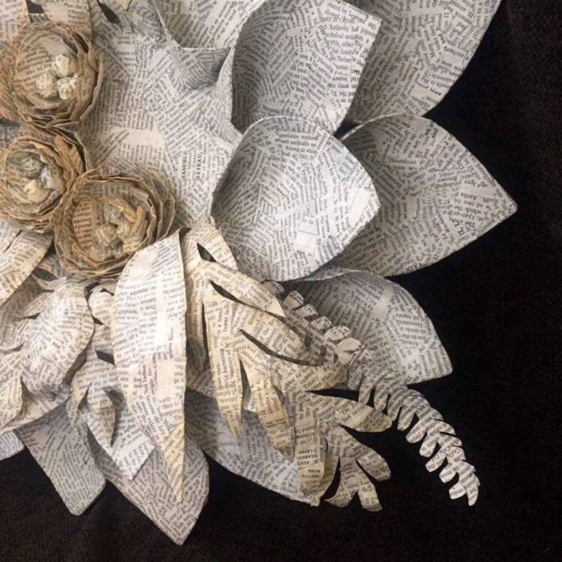 Paper Flowers, Book Page Flowers, Vintage Book Art Sculpture, Fall