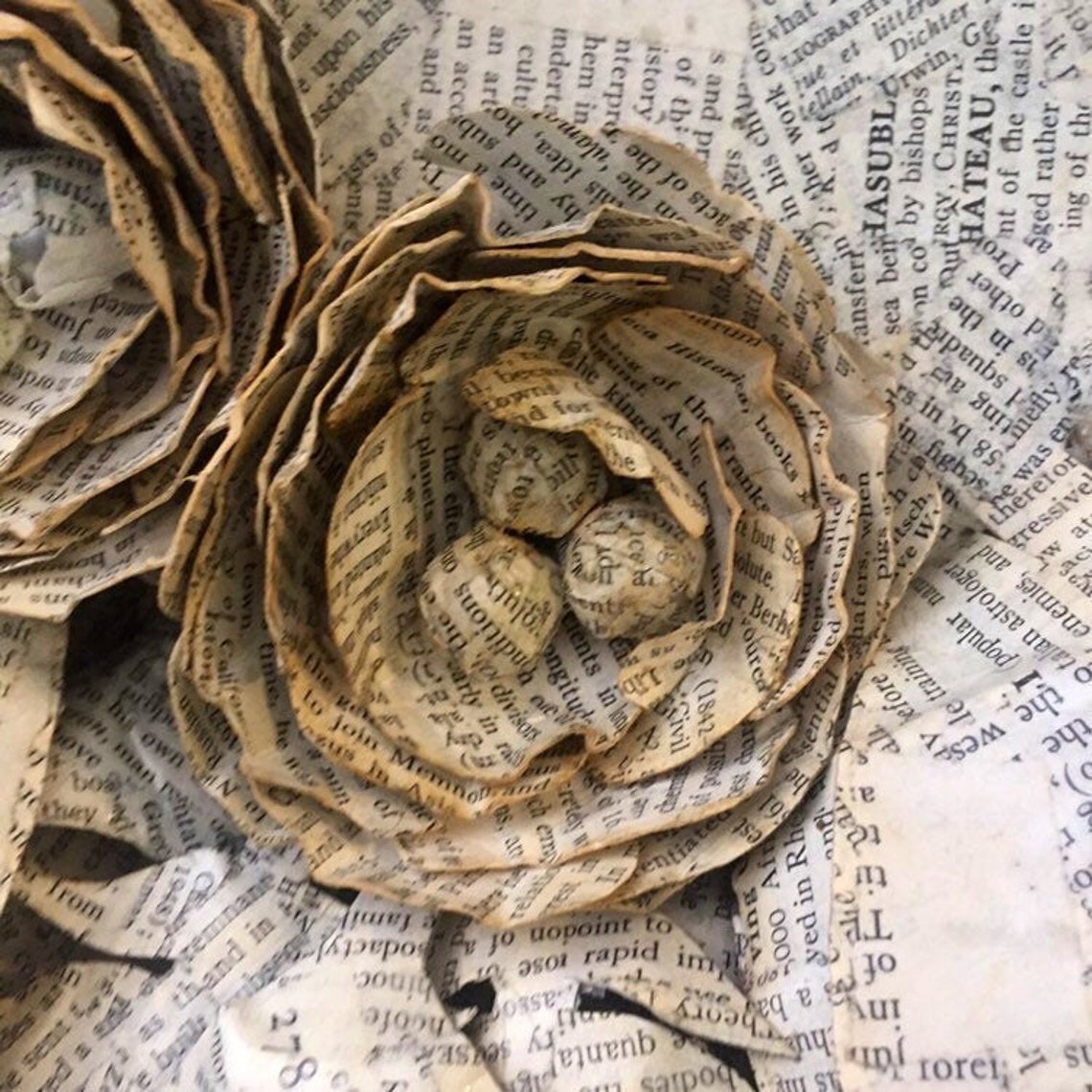 Paper Flowers Book Page Flowers Vintage Book Art Sculpture Etsy UK