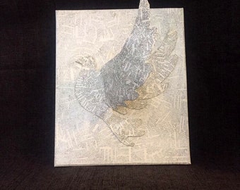 OOAK book decor, bird wings book art sculpture, bird art, paper mache sculpture, book art, winged art, wings book art, paper art