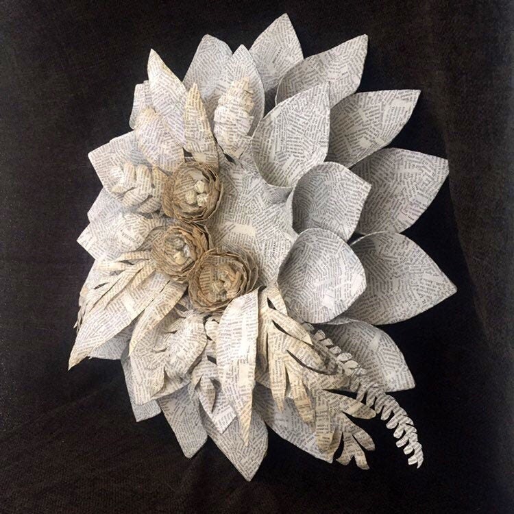 Paper Flowers Book Page Flowers Vintage Book Art Sculpture Etsy UK