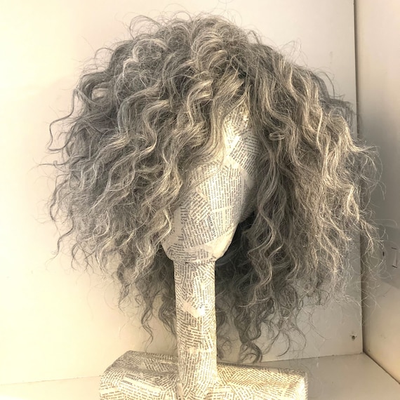 Buy Grey Wig Silver Gray Synthetic Wig Big Wigs Wigs for Women Creativity Designer Handmade Grey Wig Curly Grey Custom Wig Alopecia Wig Online in India Etsy