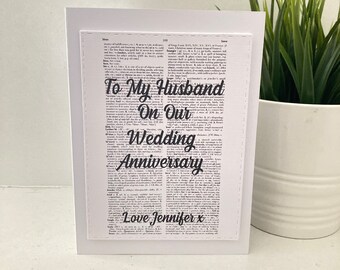 Personalised Wedding Anniversary Card For Wife, Husband, Book Themed Anniversary Card, Love, 3D