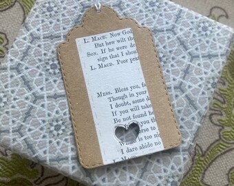 Book Page Gift Tags, Recycled Tags, Heart Gift Tags