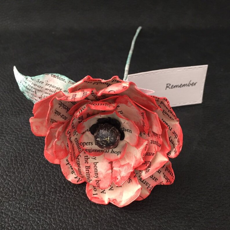 Paper Flower Handmade Paper Mache Poppy Flower Book Art Etsy