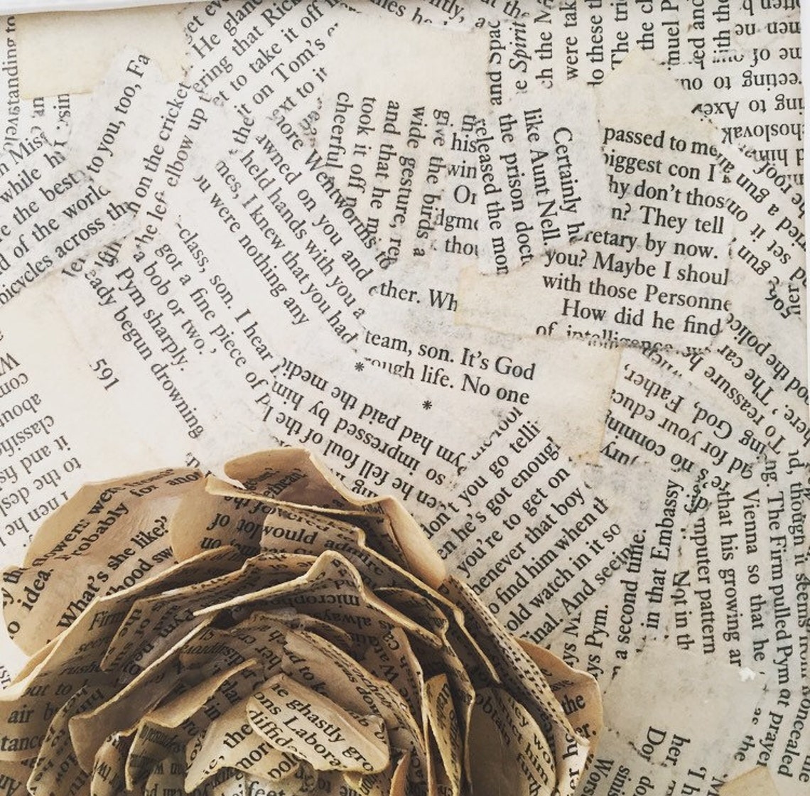 Paper Mache Flowers Book Art Sculpture Book Art Flower Etsy