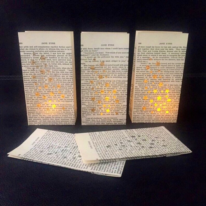 Paper Lantern Book Candles Paper Luminary Book Page Etsy
