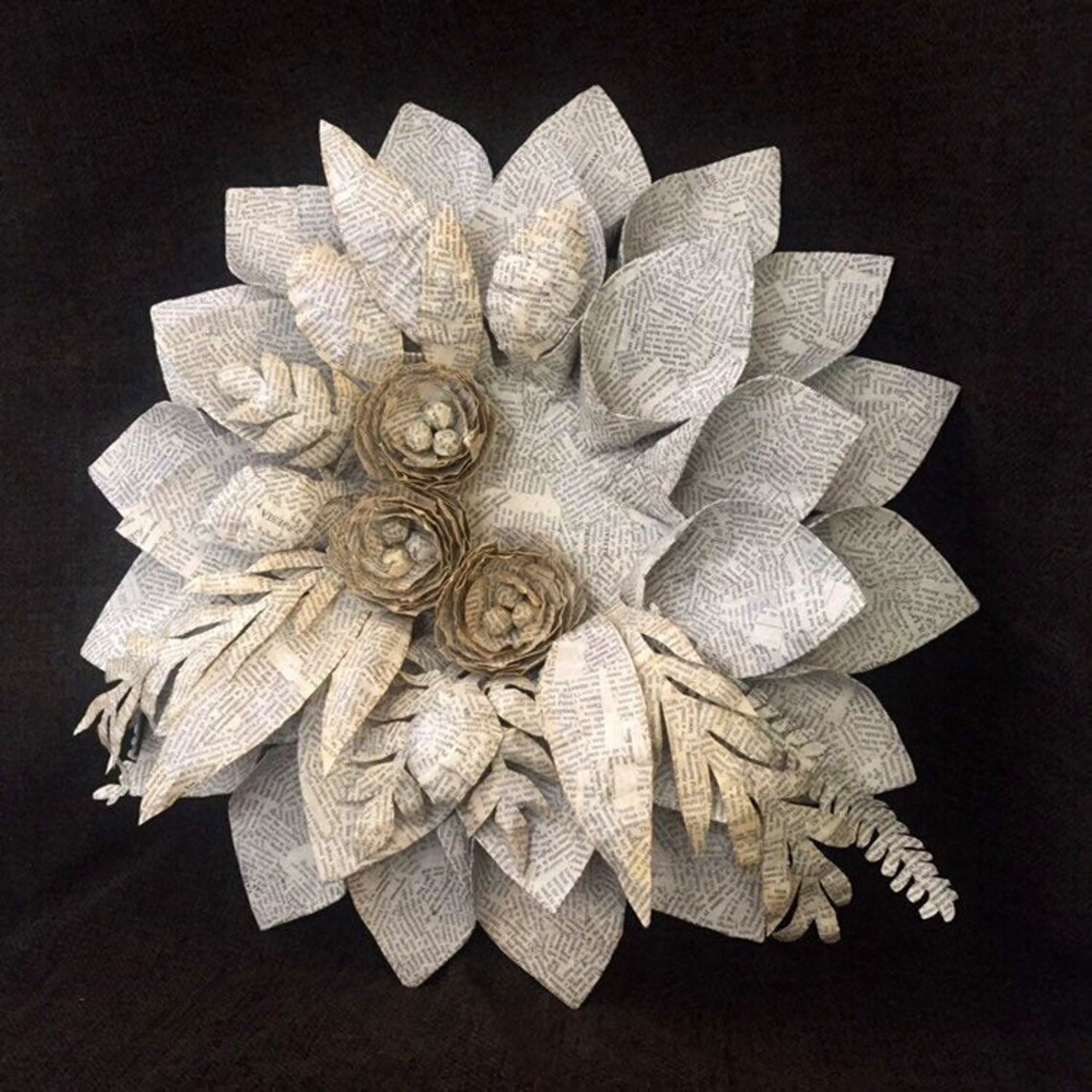Paper Flowers Book Page Flowers Vintage Book Art Sculpture Etsy UK
