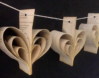 Wedding Book Decor, Book Paper Mache Garland, Book Art Sculpture, Christmas, Birthday Room Decor, Upcycled Book Garland, Paper Sculpture