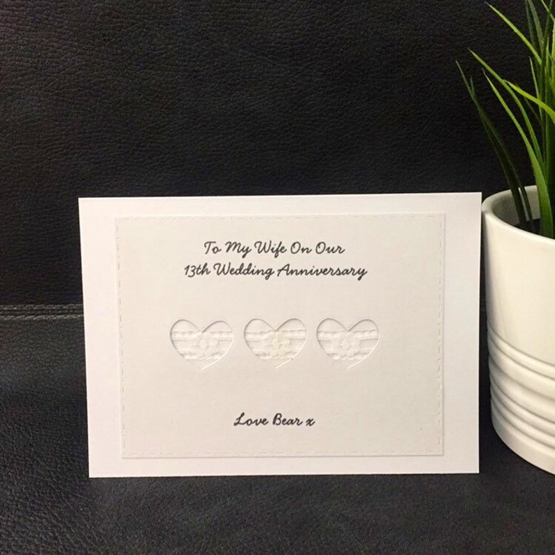 Personalised Lace Wedding Anniversary Gift Lace Card 13th Etsy UK