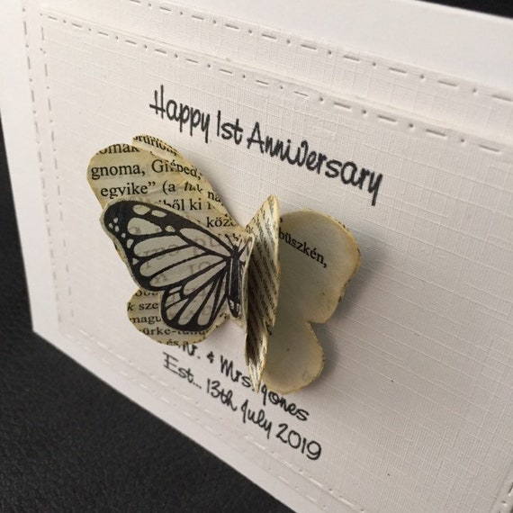 Personalised 1st Wedding Anniversary Book Themed Card Card Etsy