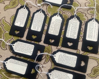 Book Page Gift Tags, Recycled Tags, Heart Gift Tags