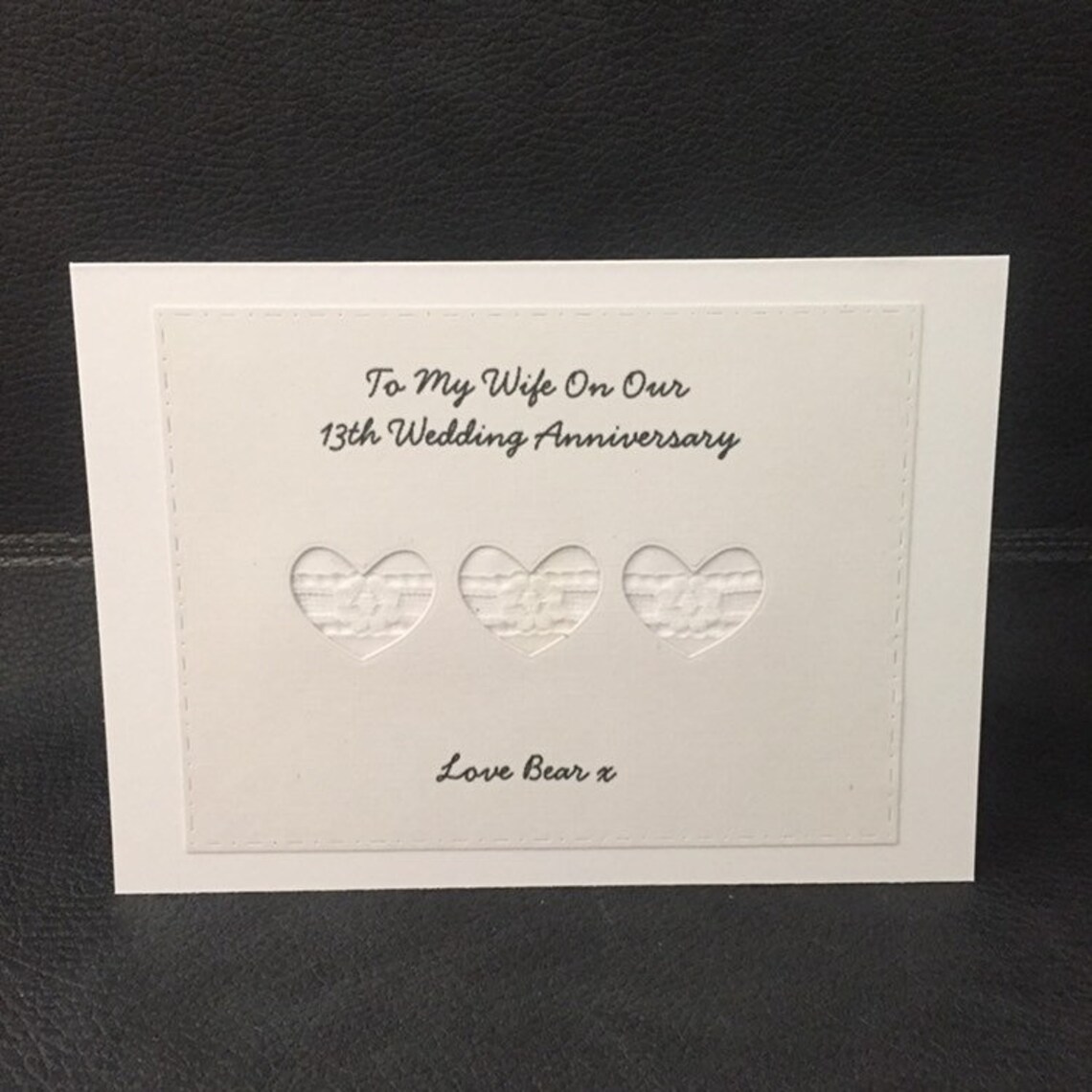 Personalised Lace Wedding Anniversary Gift Lace Card 13th Etsy
