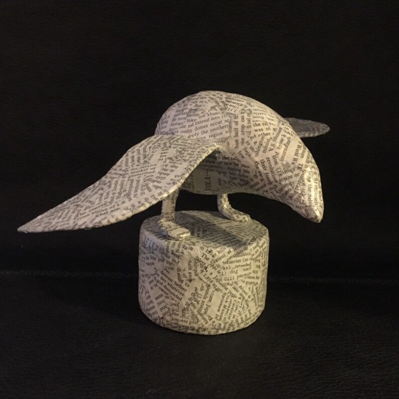 Book Page Paper Mache Bird Sculpture Wings Bird Art Paper Etsy