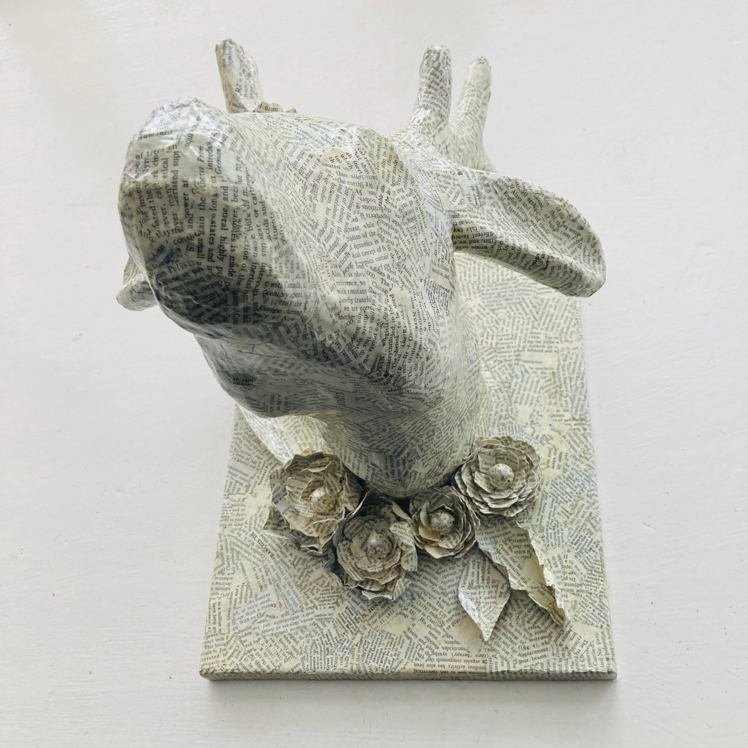 Handmade Paper Mache Stag Head Book Art Sculpture Paper Etsy