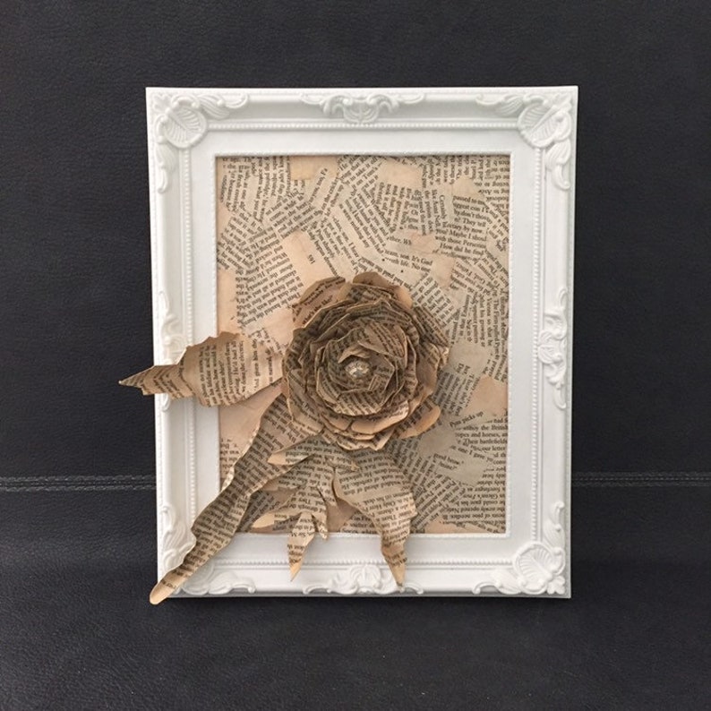 Paper Mache Flowers Book Art Sculpture Book Art Flower Etsy