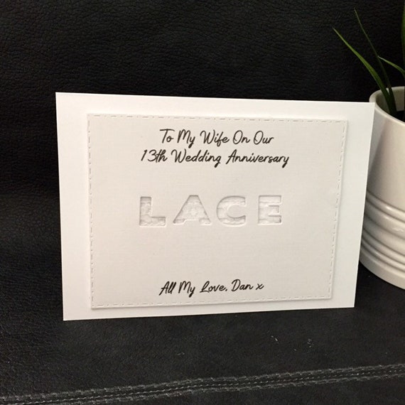 Personalised Lace Wedding Anniversary Gift Lace Card Love Etsy