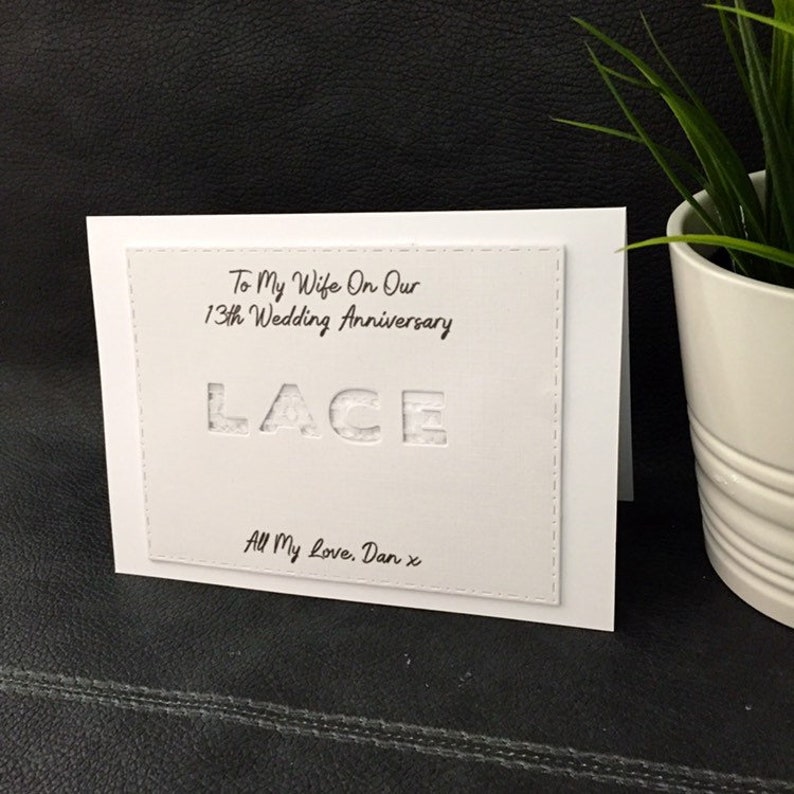 Personalised Lace Wedding Anniversary Gift Lace Card Love Etsy