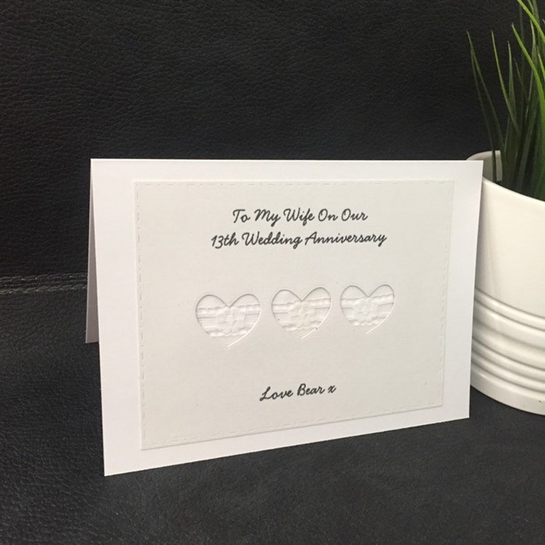 Personalised Lace Wedding Anniversary Gift Lace Card 13th Etsy