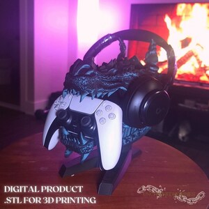 Dragon Headphone Stand: Gaming Controller Holder 3D Print File (STL) - Etsy