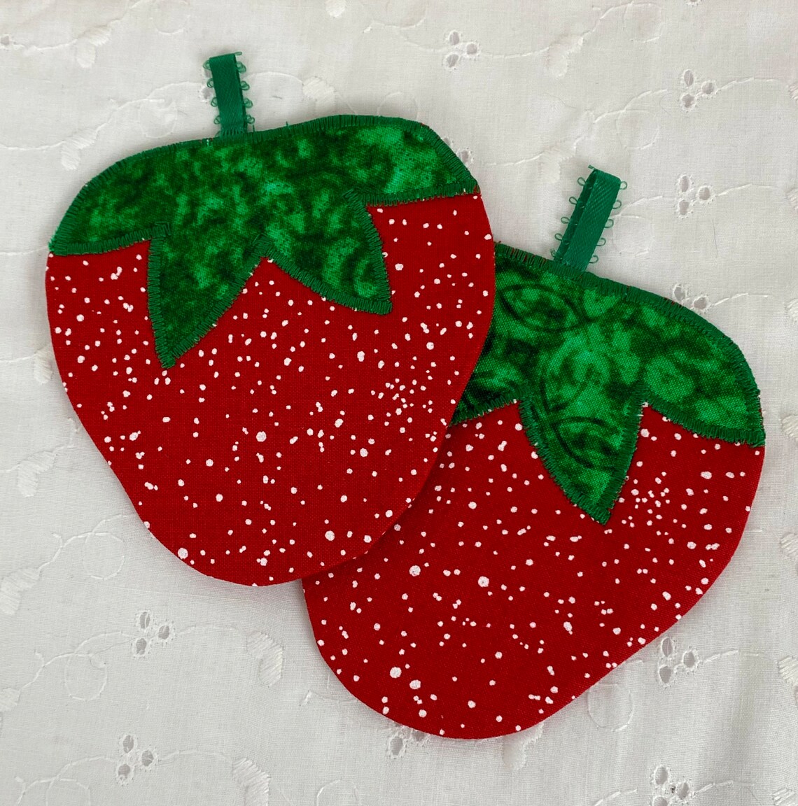 Drink Coaster, Strawberry Shaped Mug Rug, Quilted Beverage Coaster