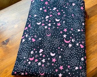 Celestial Padded Book Sleeve with or without snap closure, Book Cover or Protector, Padded Pouch