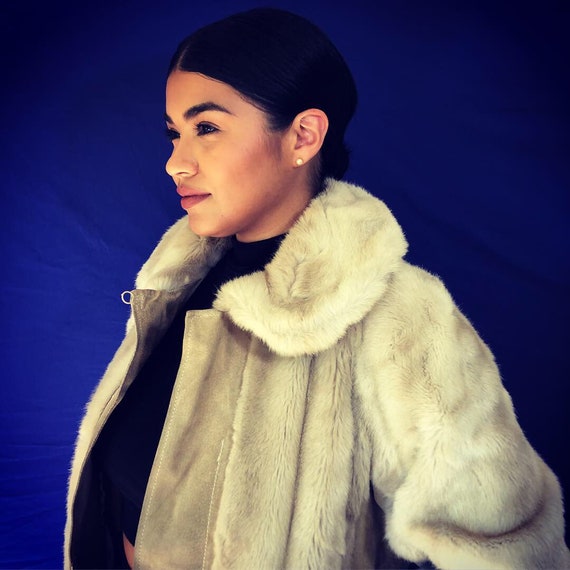 Womens Vintage Leather/Fur Coat