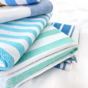 Blue Striped Turkish Hand Towel, Bathroom, Hair Towel, Face Towel, Kitchen Towel, Dish, Lightweight, Absorbent Towel, Housewarming Gifts, immagine 8