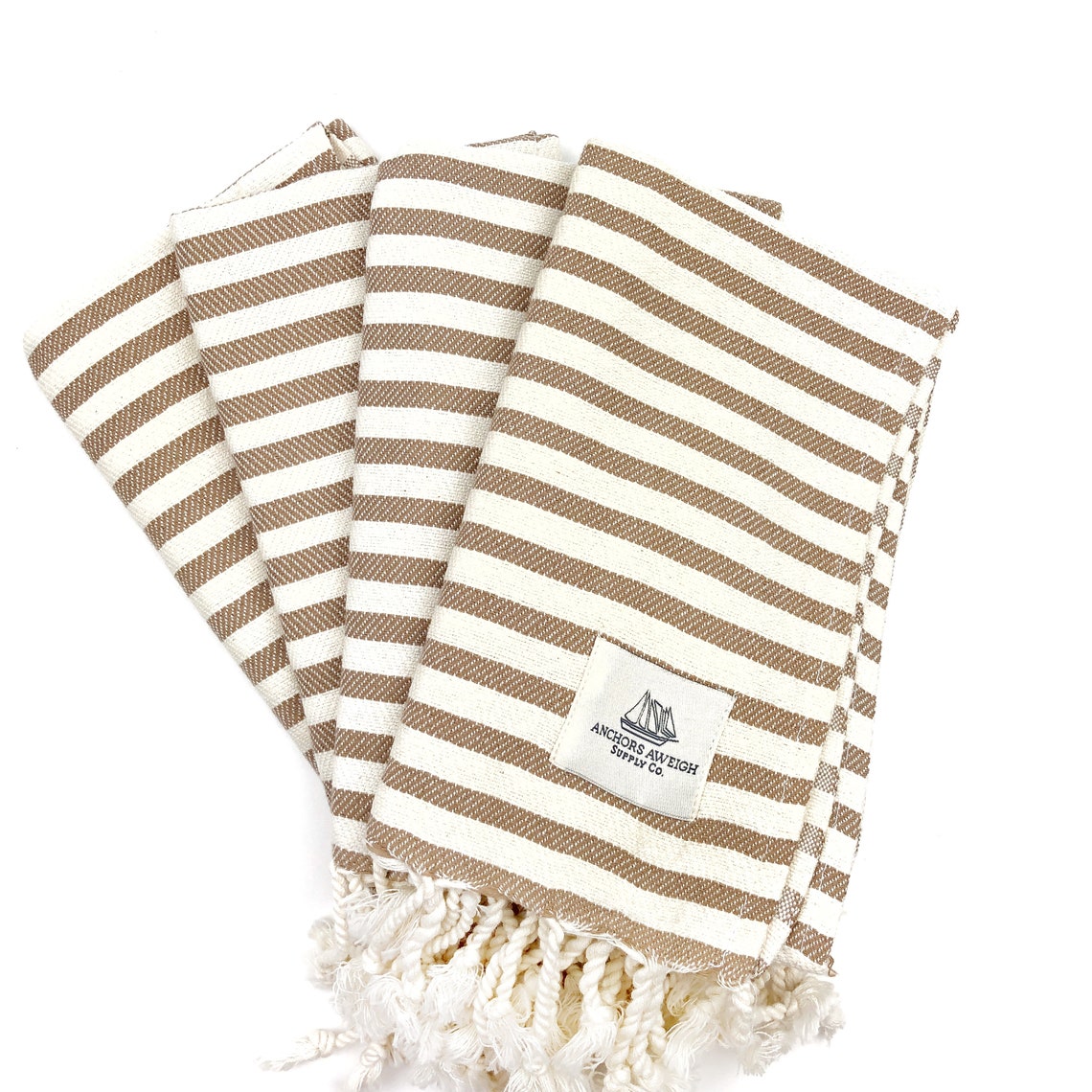 SET OF 4 Turkish Hand Towels Beige Striped Towel Hair Etsy