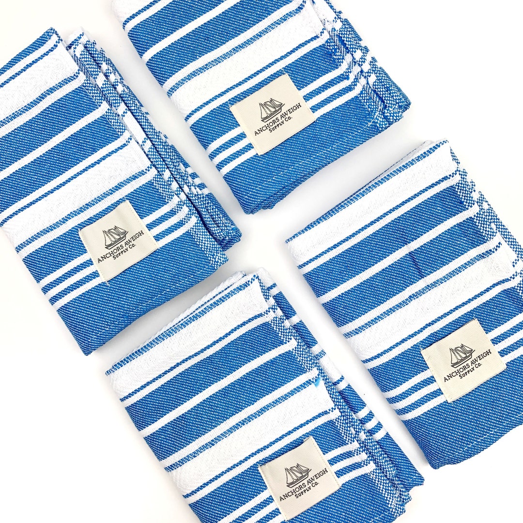Blue Striped Turkish Hand Towel Bathroom Hair Towel Face Etsy