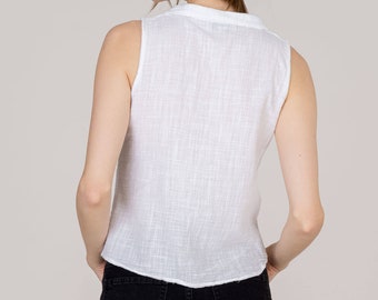 Sleeveless Button Up - Etsy