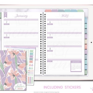 2023 Deluxe Digital Planner | Horizontal Weeks, Silver Spiral, Sea Breeze | Functional Tabs