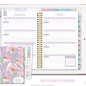 2023 Deluxe Digital Planner | Horizontal Weeks, Gold Spiral, Sea Breeze | Functional Tabs