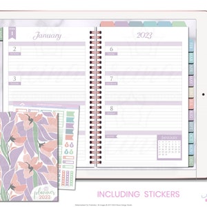 2023 Deluxe Digital Planner | Horizontal Weeks, Rose Gold Spiral, Sea Breeze | Functional Tabs