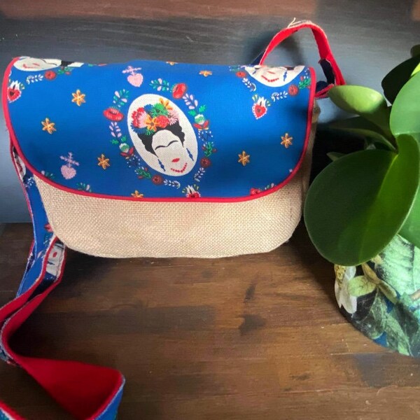 Sac bandoulière femme/ sac à main femme /  sac besace bicolore / doublé coton / poche / women's bag / made in France / Frida Kahlo