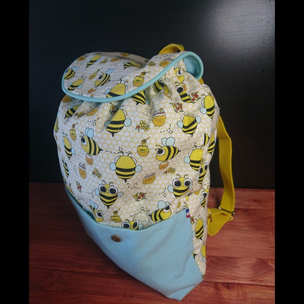 Sac à dos enfant motif abeilles , école, goûter , maternelle, backpack kids,vacance,japan, animaux