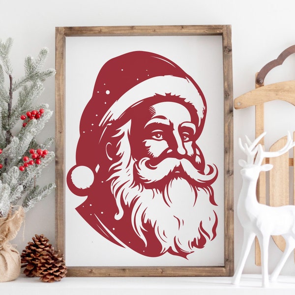 Vintage Santa SVG, Santa Claus SVG, Christmas Sign SVG, St. Nicholas Png, Father Christmas, St. Nick Printable, Holiday Clipart