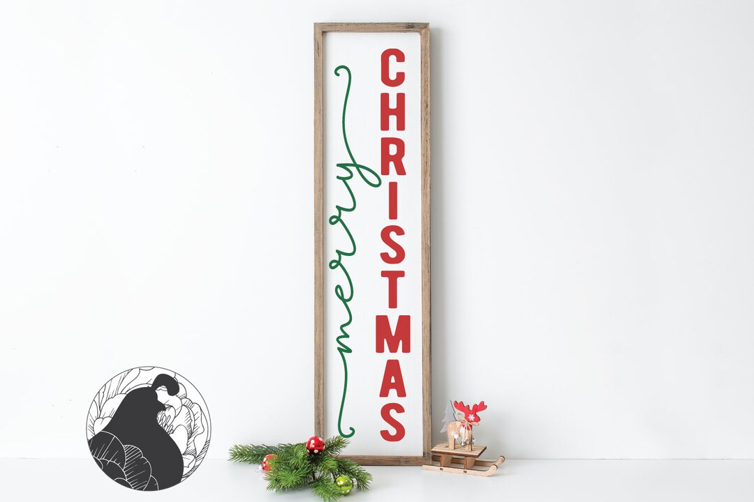 Christmas Porch Sign SVG, Merry Christmas, Porch Leaner, Vertical ...