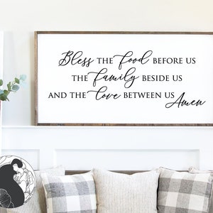 Zegen het voedsel voor ons SVG, eetkamer teken SVG, christelijk citaat, familie SVG, boerderij teken SVG, Cricut bestanden, silhouet ontwerpen, DXF