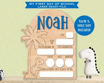 Dinosaur Back to School Sign SVG: Laser Cut File, 3D Wood Design (Digital Download)