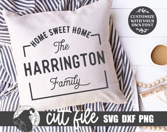 Farmhouse Family Name Sign SVG: Home Sweet Home Decor (Digital Download)