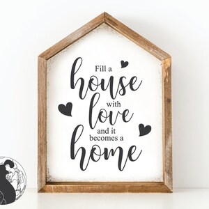 Remplir une maison d'amour svg, svg maison, ferme signe svg, svg oreiller, fichiers Cricut, dessins de silhouette, usage commercial SVG, DXF, PNG