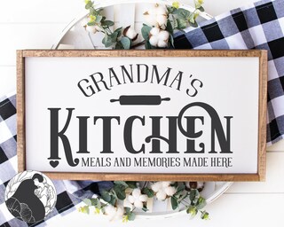Targa In Legno Per Cucina 'Granny's Kitchen' - Decorazione Rustica 30x15 Cm Con Corda Per Appendere