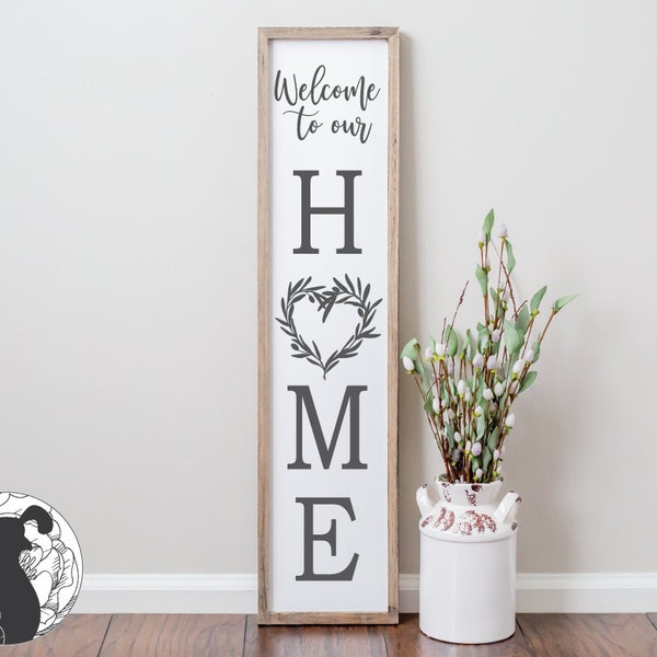 Welcome to Our Home SVG, Porch Sign Svg, Farmhouse Sign SVG, Wreath Svg, Home With Wreath Svg, Cricut Files , Silhouette Designs, SVG Files