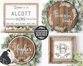 Family Name Sign SVG Bundle: Round Monogram, Welcome Design (Digital Files)