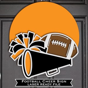 Football Team Laser File, Football Door Hanger SVG, Football Season, Cheer SVG, Cheerleading, Laser Ready, Glowforge File, Digital Design