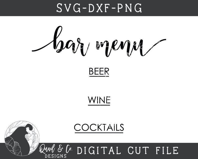 Download Svg Files Bar Menu svg Wedding svg Wedding Sign svg Cut | Etsy